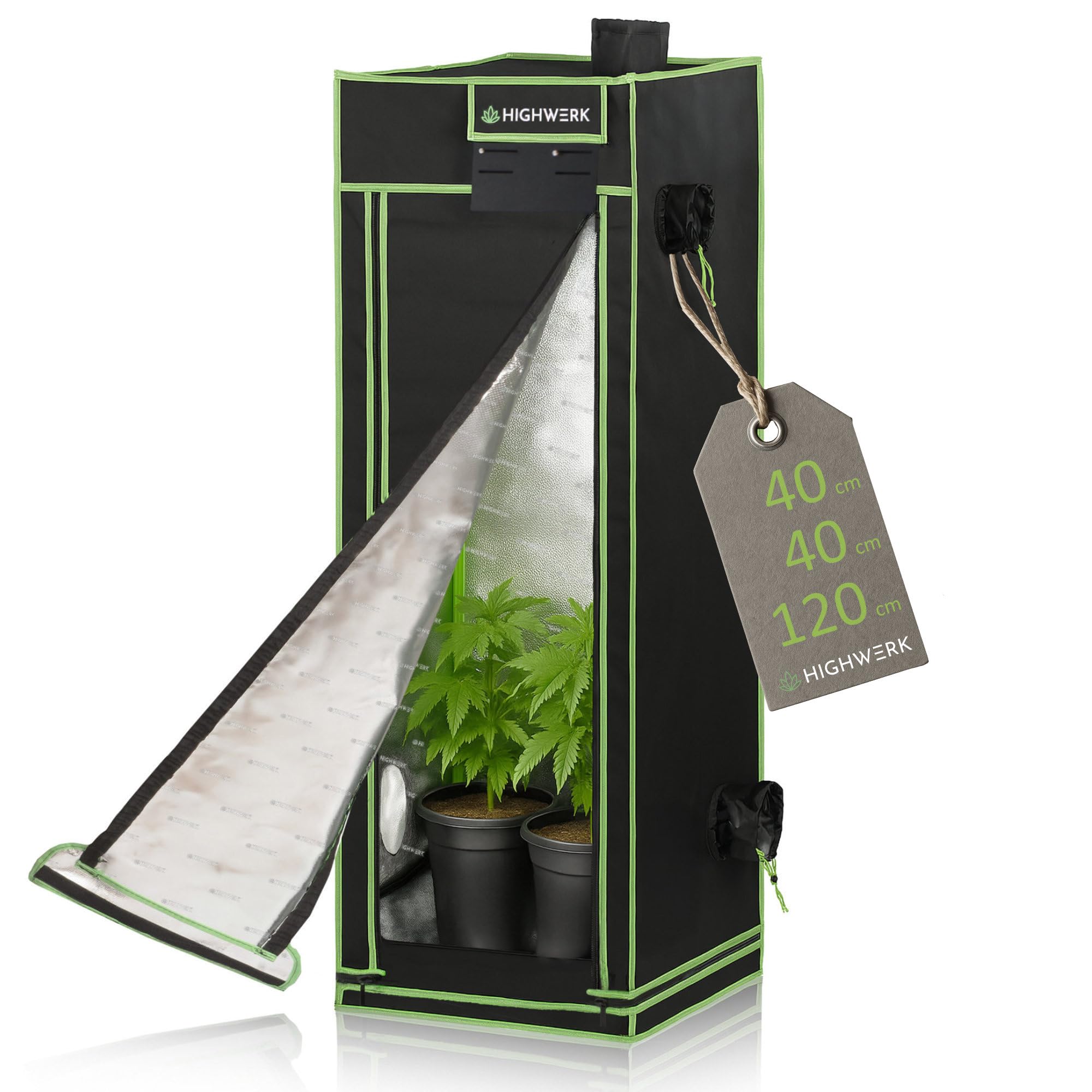Tenda da coltivazione 40 x 40 x 120 cm | Tenda per coltivazione di piante da interno | Nero Verde | Grow Box, Crescita domestica, Armadio | Tenda per coltivazione, tenda per piante, tenda per
