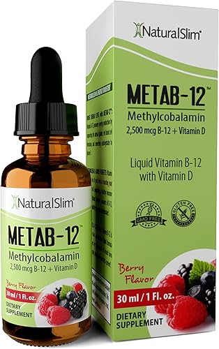 NaturalSlim Vitaminas B12 líquidas con vitamina D - Metab-12 metilcobalamina 2500 mcg B12 gotas sublinguales para metabolismo, energía y apoyo
