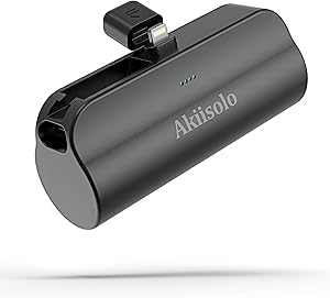 Akiisolo Portable Charger for iPhone with Dual Infterface, 5000mAh Mini Power Bank Fast Charging, Phone Charger Battery Pack Compatible with iPhone 15/14/14 Pro Max/14 Plus/13/12/11/X/8/7/6, and More