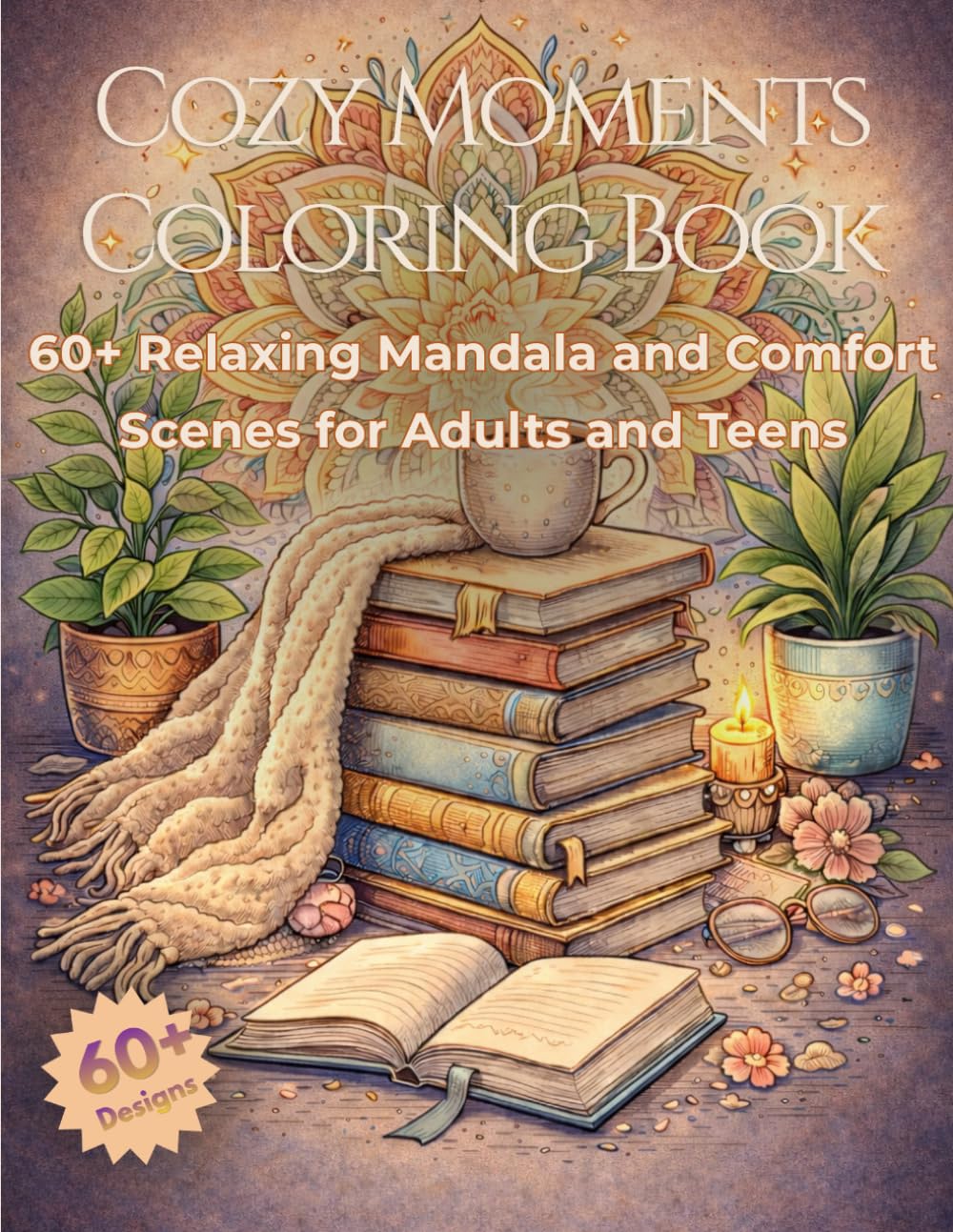 Cozy Moments Coloring Book: 60+ Relaxing Mandala and Comfort Scenes For Adults and Teens.