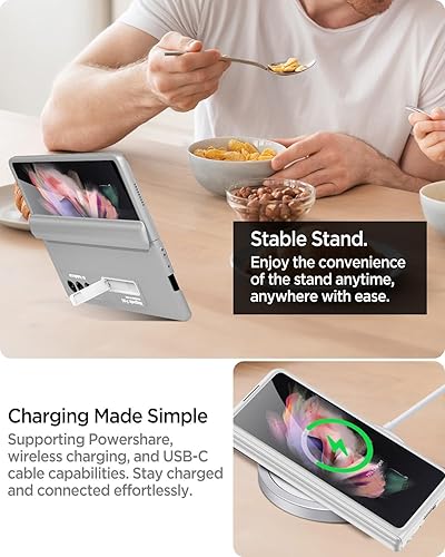 Miniatura 7 de Miimall Funda compatible con Samsung Galaxy Z Fold 3, Z Fold 3 con protección magnética de bisagra y soporte ultrafina Funda protectora de