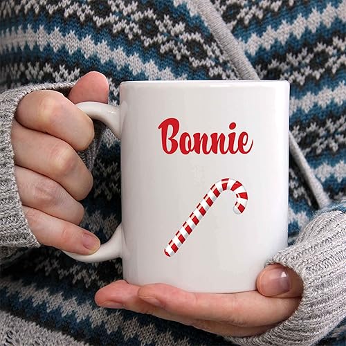 Miniatura 2 de Bonnie Coffee Mug - Personalized Ceramic Candy Cane Cup with Name, Custom Mug, Customized BirthdayChristmas Gift, Holiday Present, 11 Oz