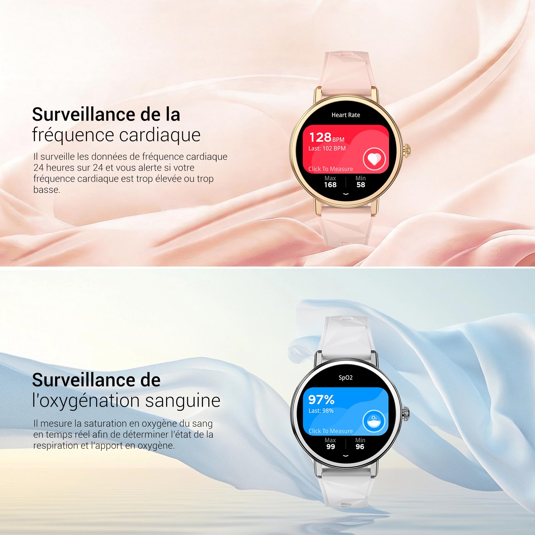 Blackview Montre Connectée Femme Homme avec Appel Bluetooth,Smartwatch avec Réveil intelligent, 24H Sommeil/Fréquence Cardiaque/SpO2,100+ Mode Sportifs Montre, Fitness Podomètre Compatible Android iOS