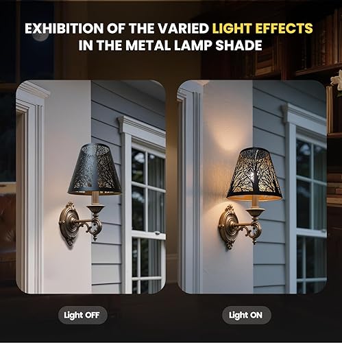 Miniatura 6 de ALUCSET - Juego de 2 pantallas de lámpara pequeñas de 3 x 6 x 5 pulgadas, campana, pantalla de lámpara con clip (negro dorado)