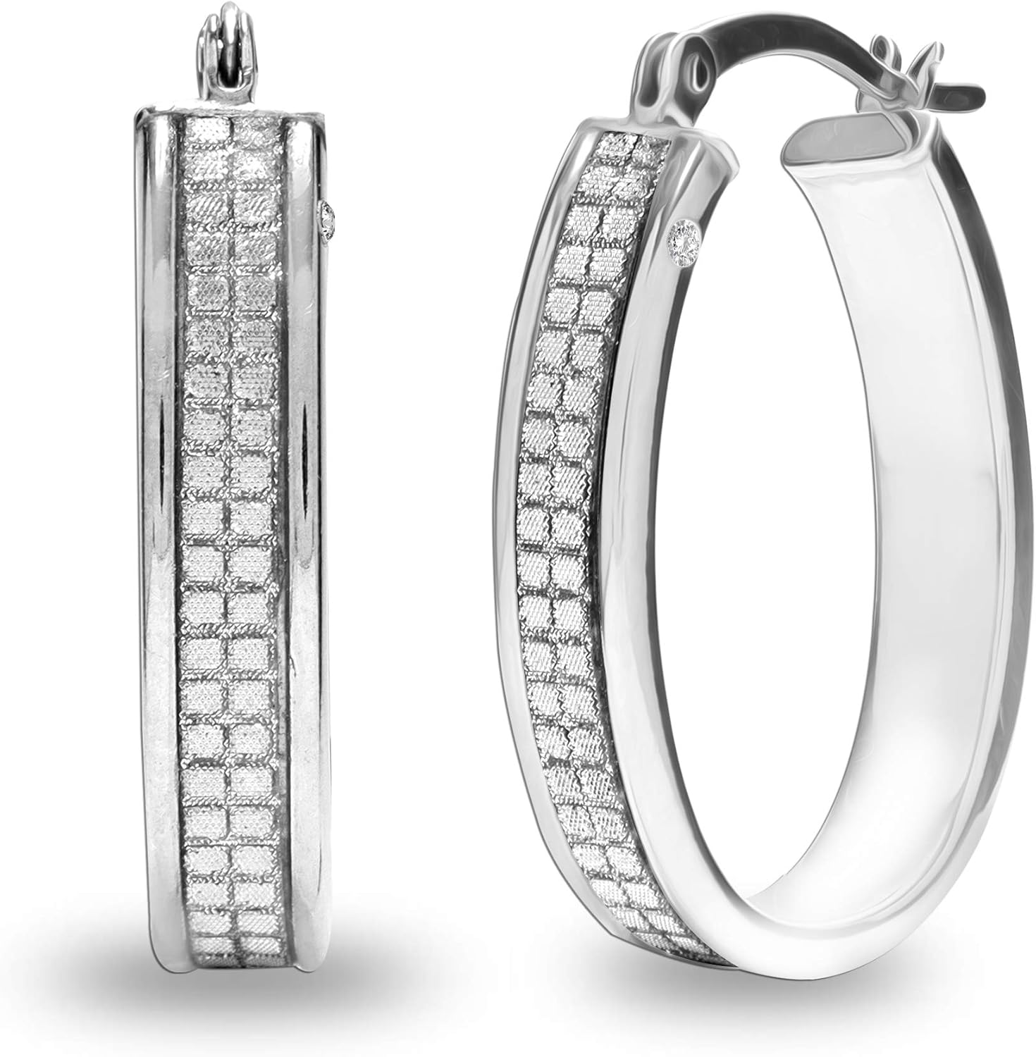 LeCalla 925 Sterling Silver Hoop Earring Diamond Earrings for Women (G-H Color, I1 Clarity)