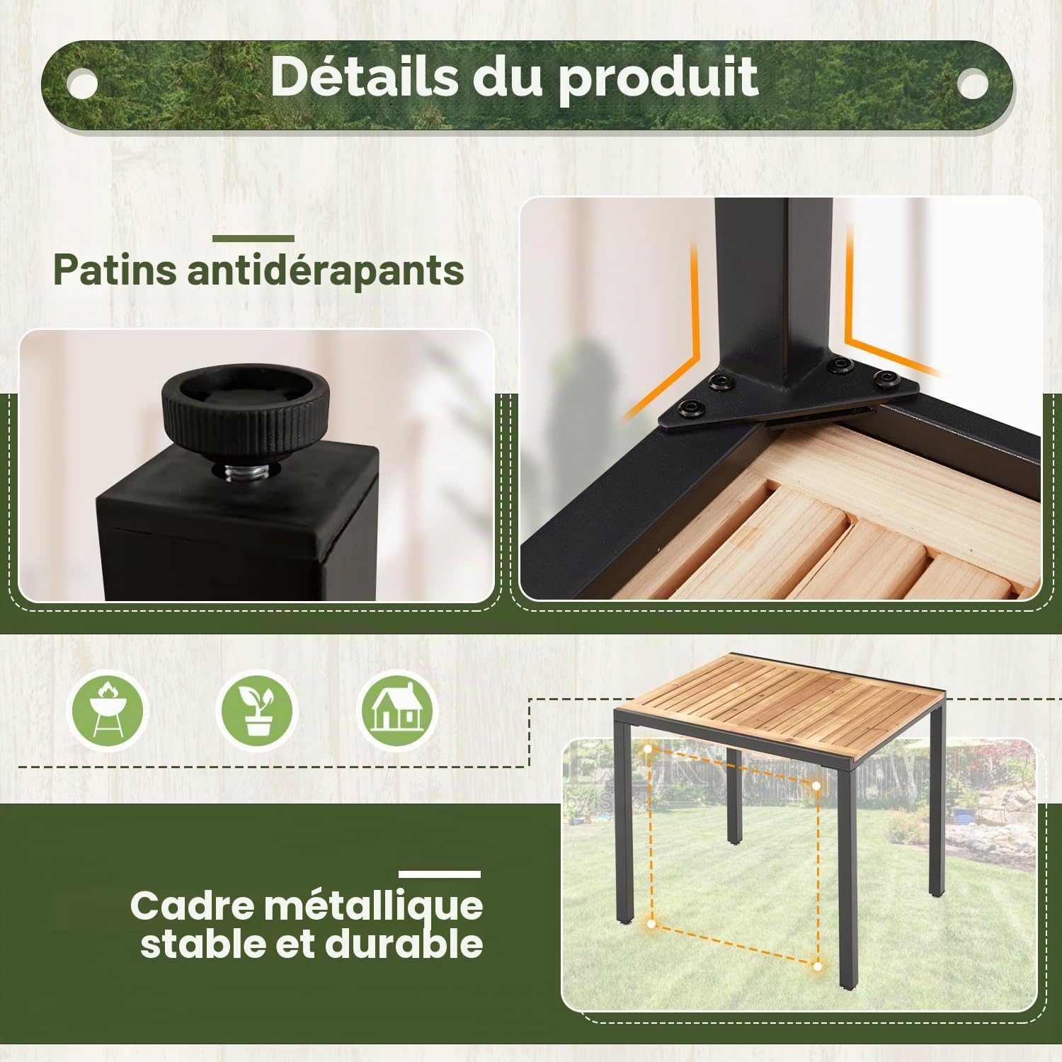 Table Extensible avec Trou Parasol 2-6 pers