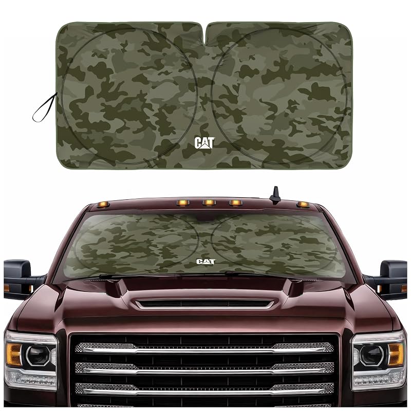 Protetor Solar para Para-brisa de Caminhão CAT XL Dobrável Green Camo com Bolsa