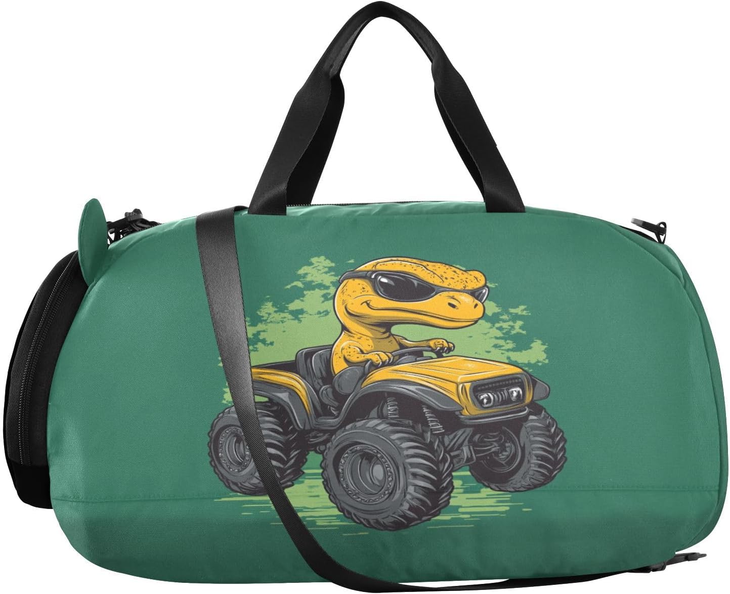 Orange Tractor Dinosaur Kids Travel Duffel Bag for Boys Girls Overnight Weekend Tote Bag with Shoes Compartment for Trip Beach Swim
