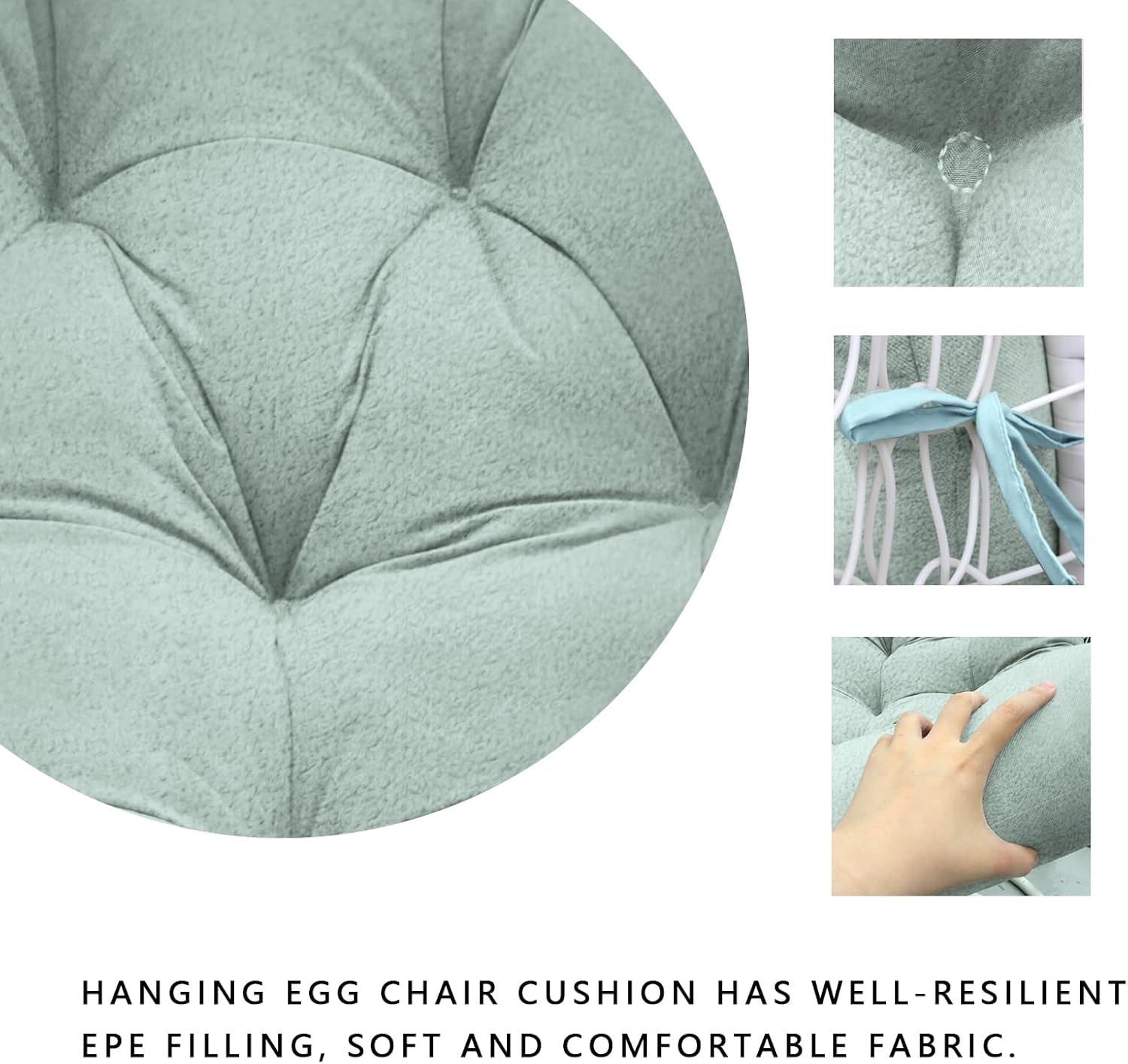 Egg Chair Cushion - Soft and Comfortable Hanging Basket Swing Cushion for Outdoor Recreation (G)