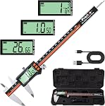 Preciva Digital Caliper - Rechargeable Stainless Steel Micrometer with IP54 Protection | Auto-Off, Large LCD Screen & Inch/Metric Conversion | Precision Measuring Tool 6Inch/150mm