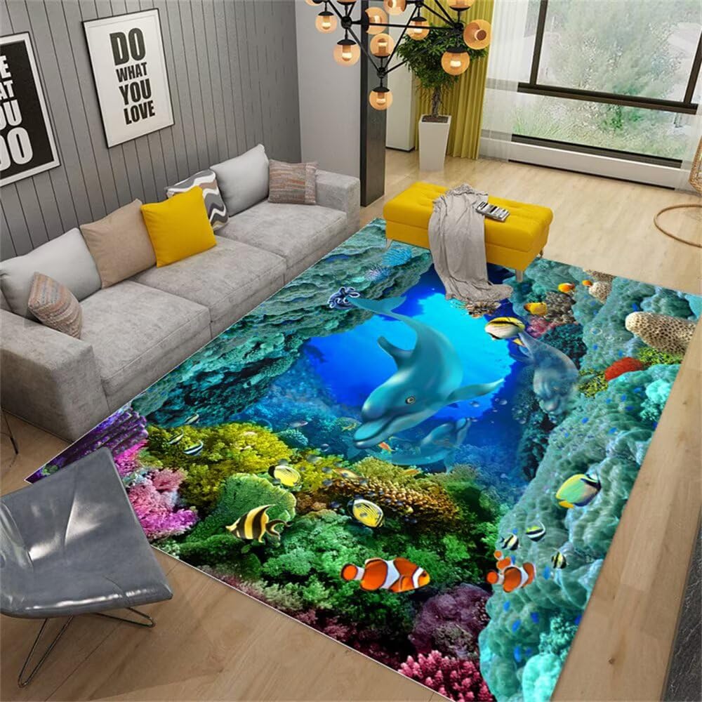 Tapis de salon bleu 80x160 cm pour créer un coin lecture marin dans la chambre enfant