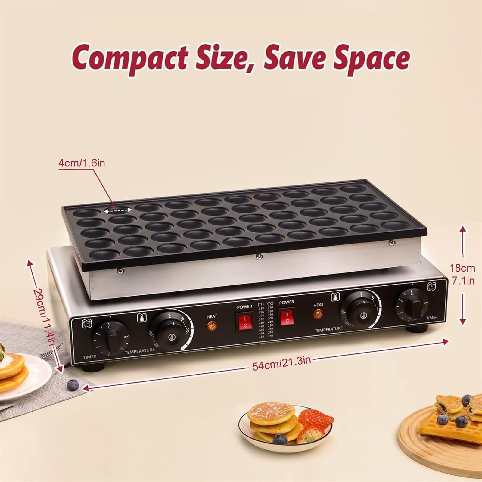 50 Pezzi Mini fornetto Commerciale per Pancake Olandesi, Macchina per la Preparazione di poffertjes antiaderenti, Macchina elettrica per la Preparazione di dorayaki e Waffle per cu,