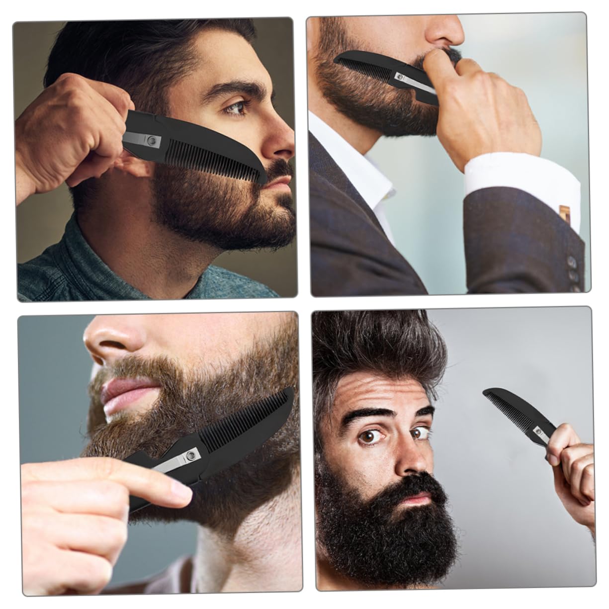 CALLARON Portable Folding Comb Keychain Mirror for Men Lightweight Travel Beard Comb with Fine Teeth and Compact Square Mirror for Grooming the Go