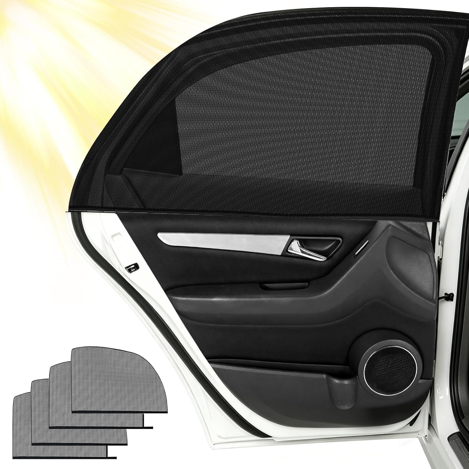ONEMAJI 4 Pcs Car Sun Shades for Volkswagen Golf VII VIII (MK7, MK8) 2012+ HTB, UV Protection & Bug Screen Breathable Car Door Mesh Cover Side Window Sox Car Glass Motoring Accessories