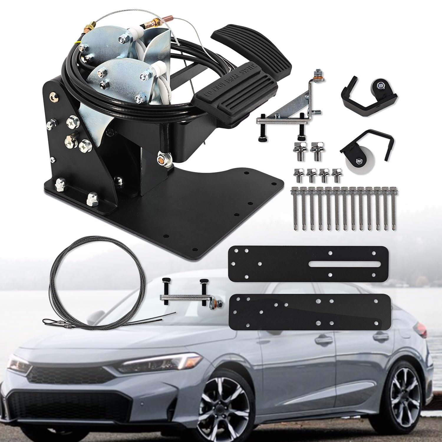 Kit di conversione RHD per pedale doppio freno per corriere postale scuola guida | ACAR-B7D - Kit di conversione per guida a destra, lato passeggero, universale, pedale di controllo del gas e del freno