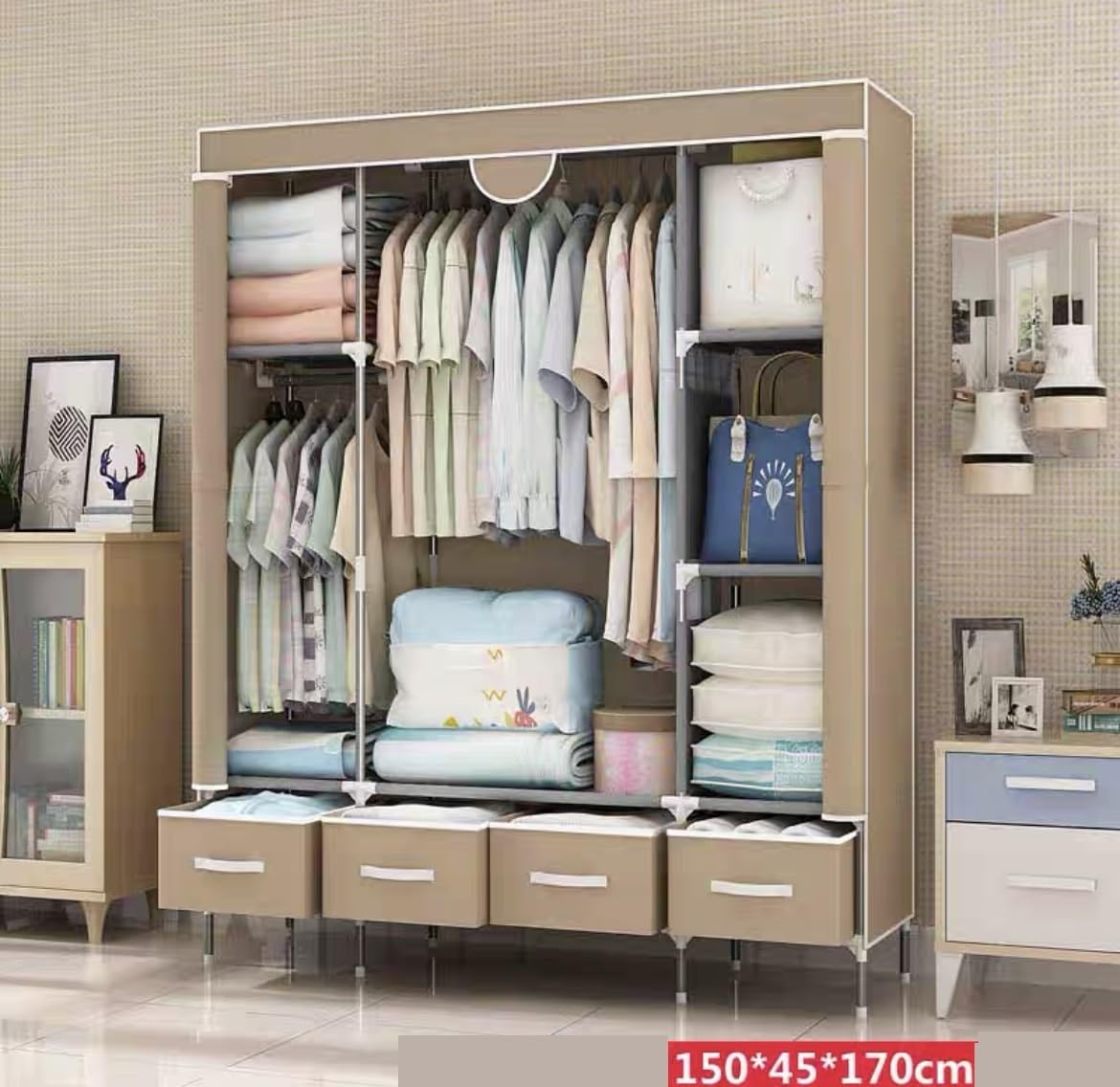 Amazon｜ワードローブ ハンガーラック大容量 収納クローゼット