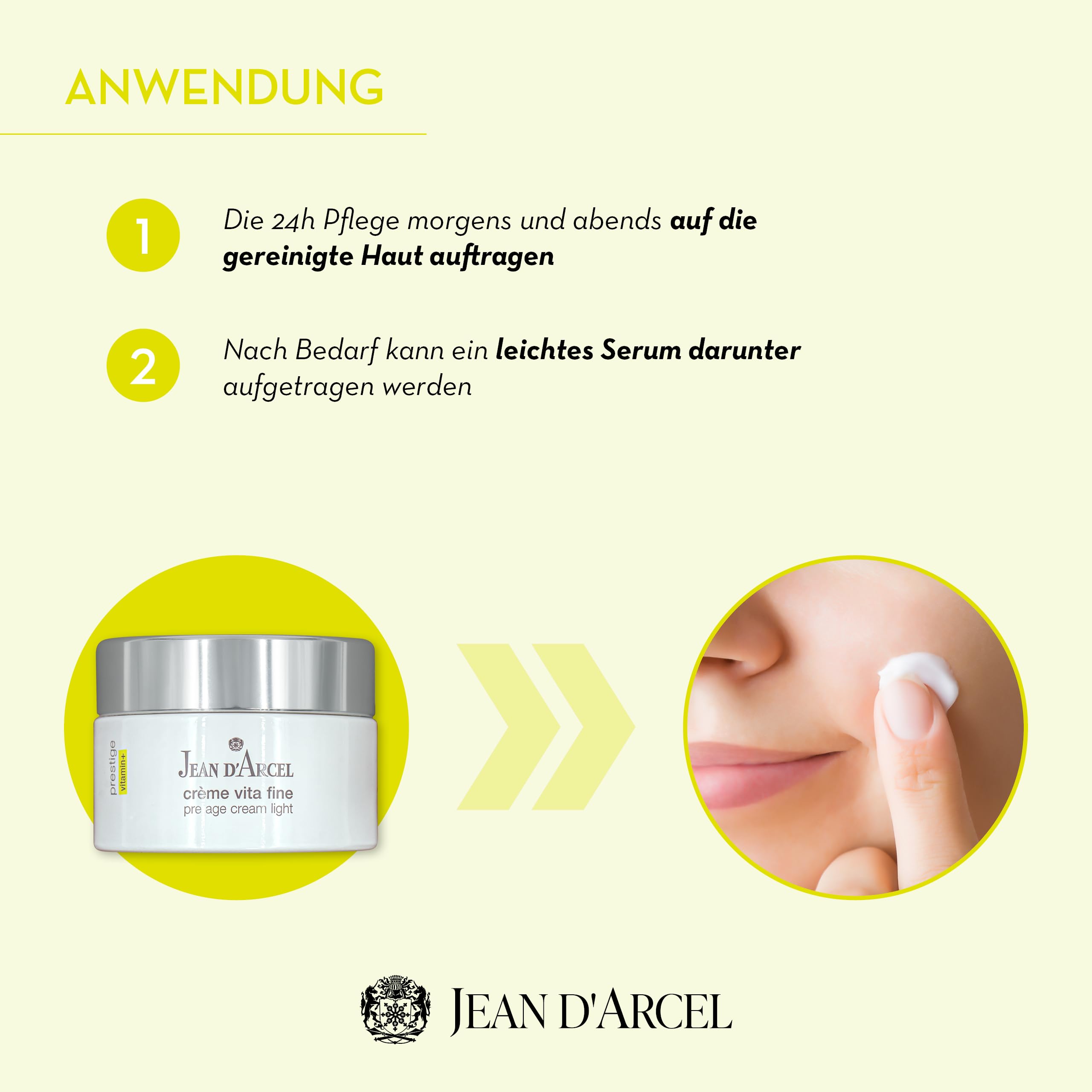 JEAN D'ARCEL PRESTIGE crème vita fine - 24h Gesichtscreme gegen feine Falten – Mit Vitamin C, A & E - 50 ml