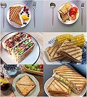 Vista 6 de Flat Bottom Nonstick Pan,Double Sided Frying Pan,Non Stick Coating Aluminum Alloy Waffle Maker Pot,with Dual Handles,for Sandwich Breakfast Panini