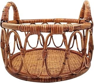 Handmade Vintage Rattan Basket for Photography Props Unique & Natural Baby Chair for Boy & Girl Photoshoots Gift Baby Chair Handmade Vintage Rattan Basket for Photography Props Unique
