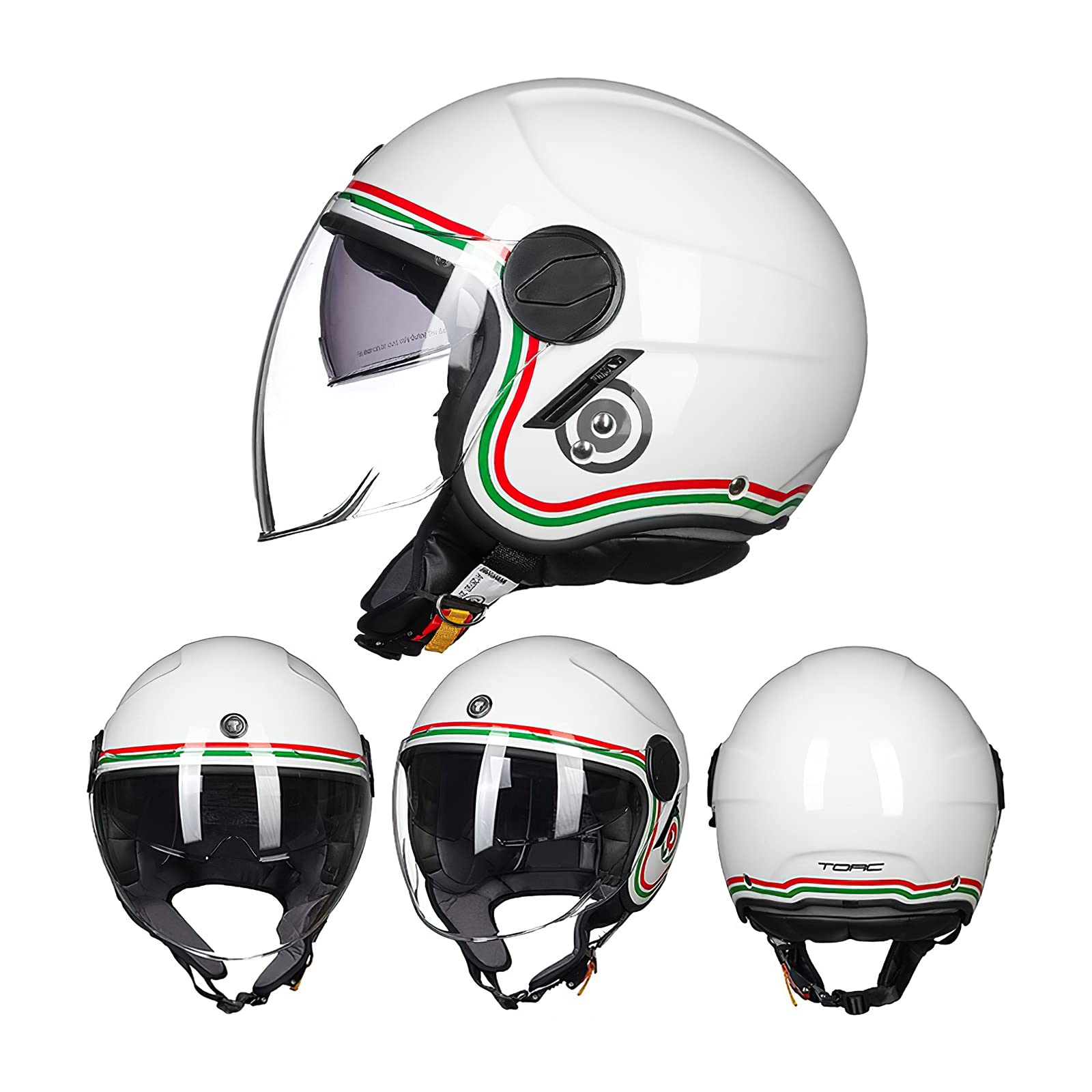 Kask motocyklowy Harley dla dorosłych, retro, z goglami, certyfikat DOT, otwarty kask Jet Crash do motoroweru Cruiser Vespa