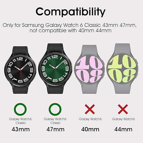 Miniatura 3 de AMANECER Anillo de bisel diseñado para Galaxy Watch 6 Classic de 1.73 pulgadas (1.693 in), 1.77 pulgadas, acero inoxidable, elegante marco de bucle,