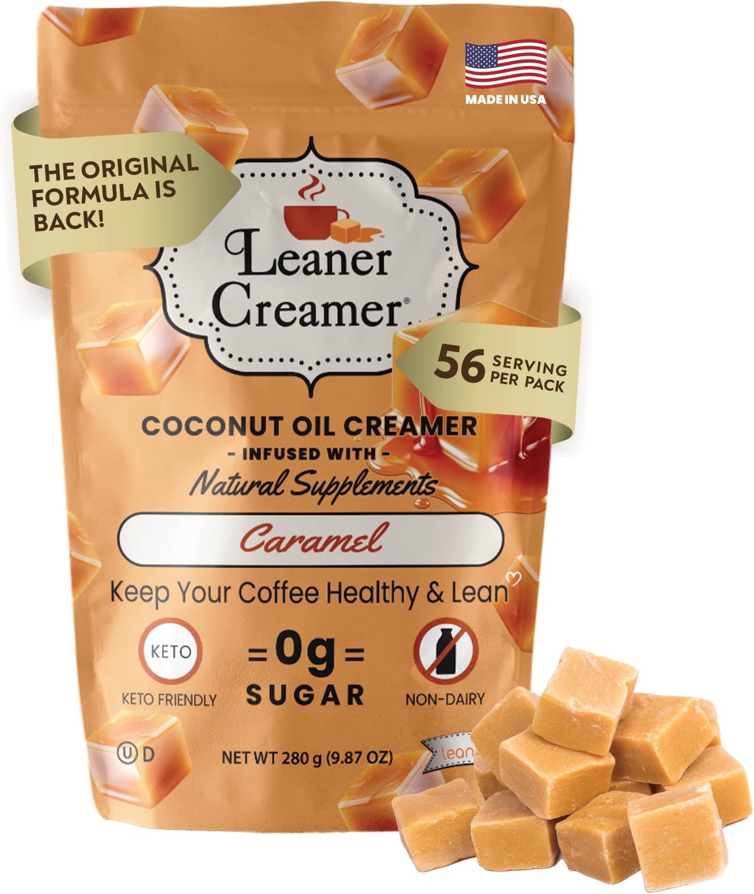 The Legacy Formula Coffee Creamer, Salted Caramel, 56 Servings | Classic Leaner Creamer Recipe • Smooth Mixing • Dairy-Free • Gluten-Free • 56 Servings