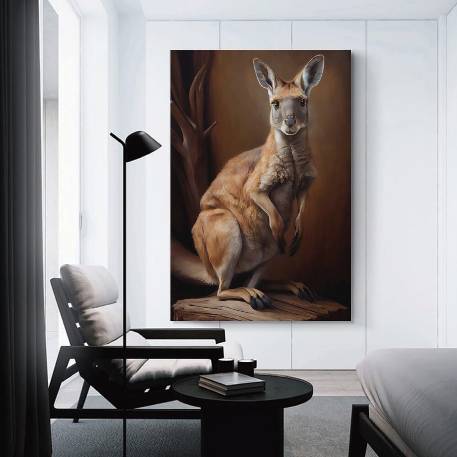 Junmoney Kangaroo Wildlife Art Print Decorative Canvas Print 24x36inch(60x90cm), for Corridors, Hallways Or Apartment Entries, Decorative Wall Art for Narrow Spaces
