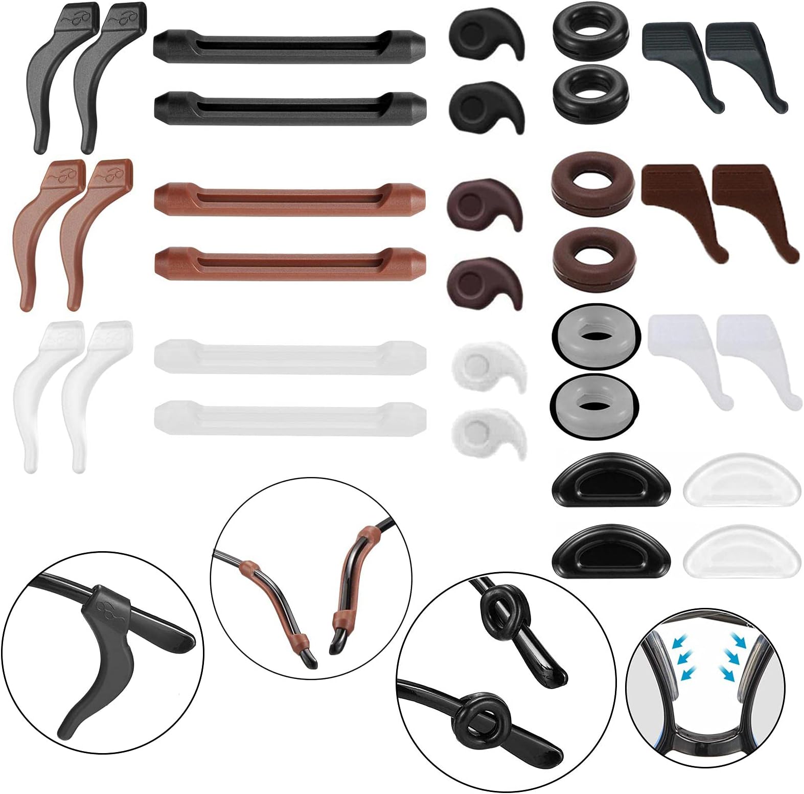 33PCS Eyeglasses Retainers, Premium Silicone AntiSlip Eyeglass Holder