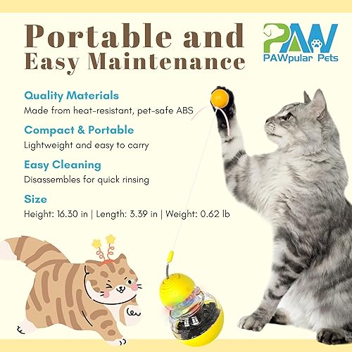 Miniatura 6 de Juguete interactivo para gatos aburridos de interior, diseño de vaso con varita teaser, dispensador de comida para gatos y rompecabezas de