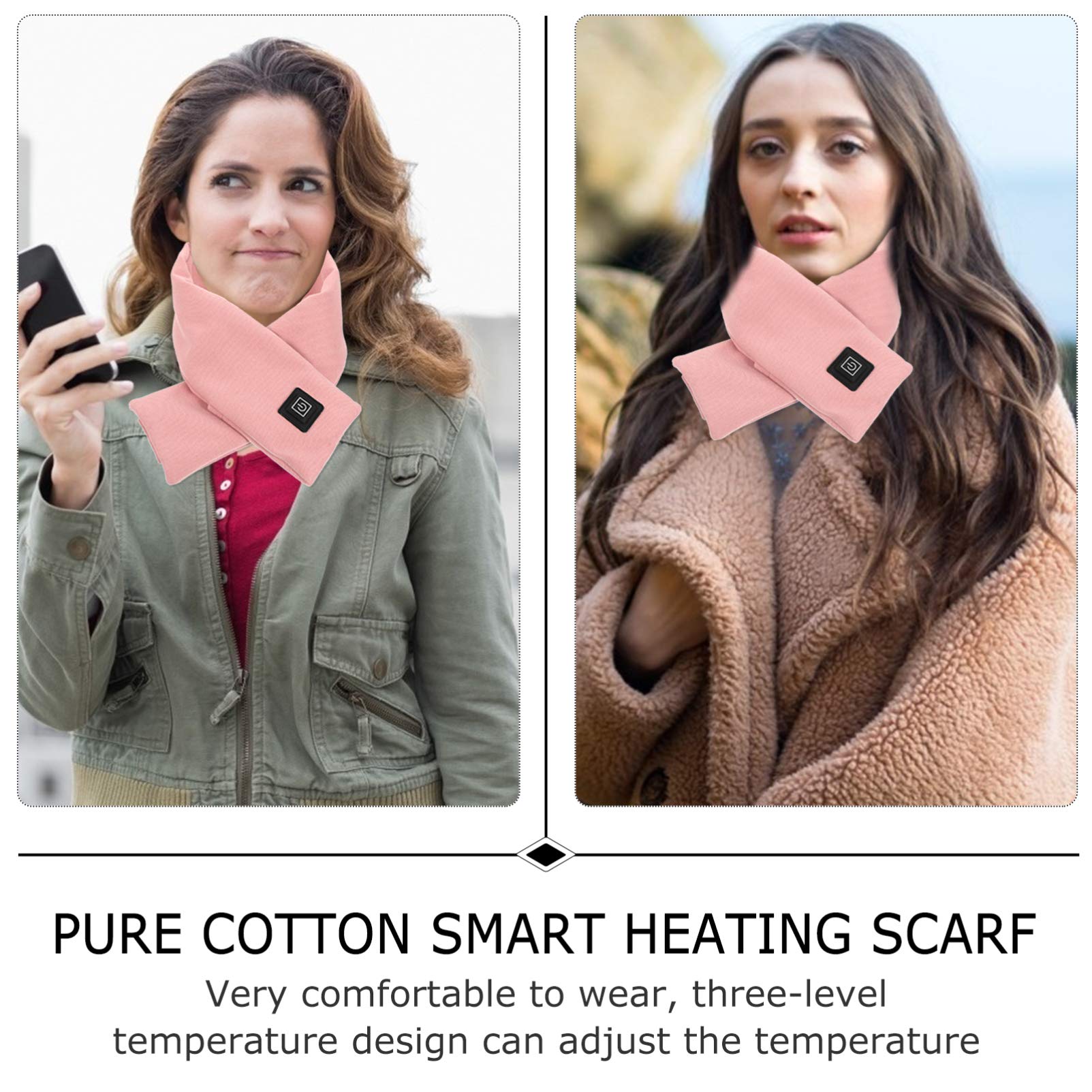 VICASKY Sciarpa Riscaldante USB Rosa Sciarpa Invernale da Tenere Calda Sciarpa Scaldacollo per Clima Freddo Scaldacollo per Uomo Donna
