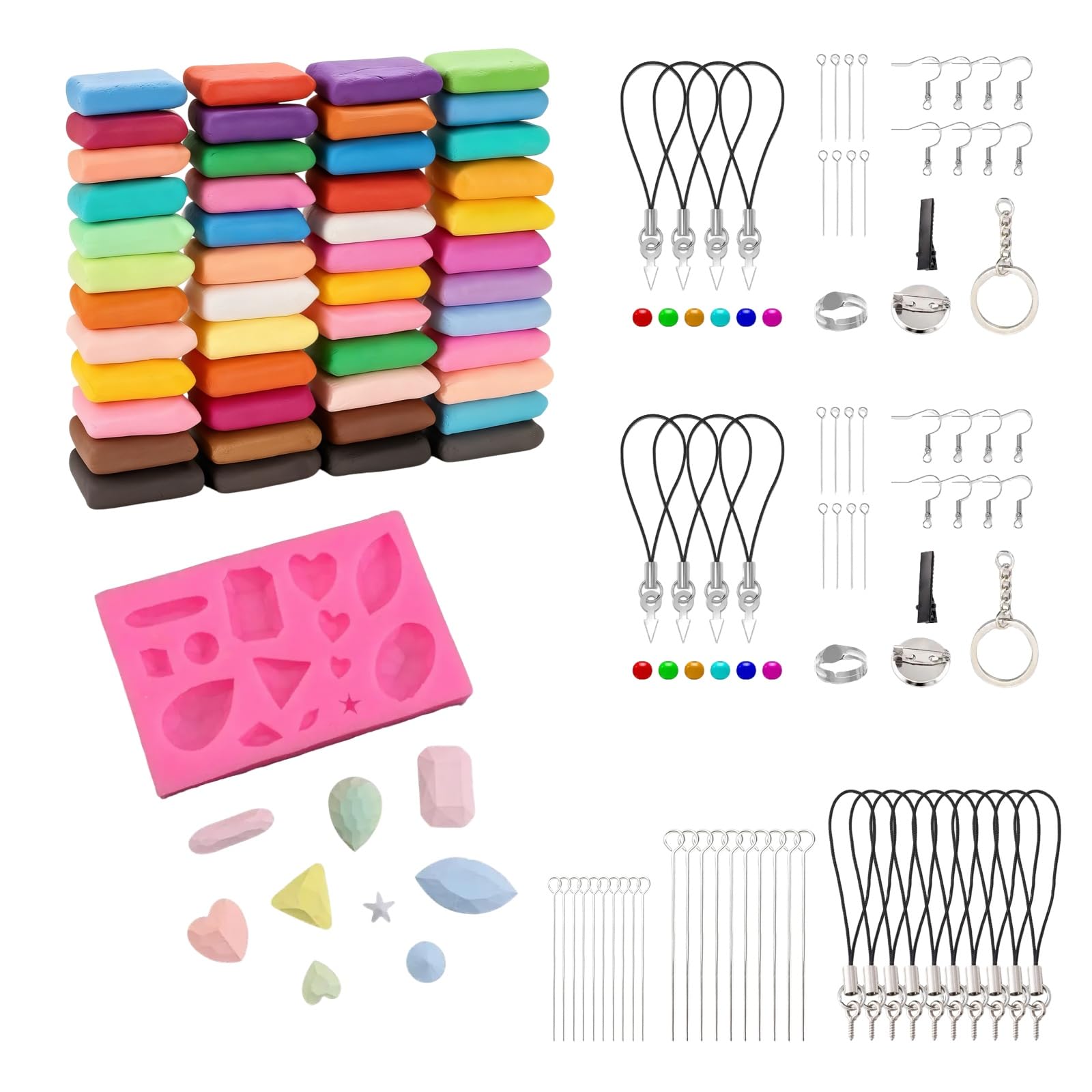 Polymer Clay Modelling Kit, 48 Colour Air Dry Craft Clay Set including Sculpting Tools & 82 Accessories