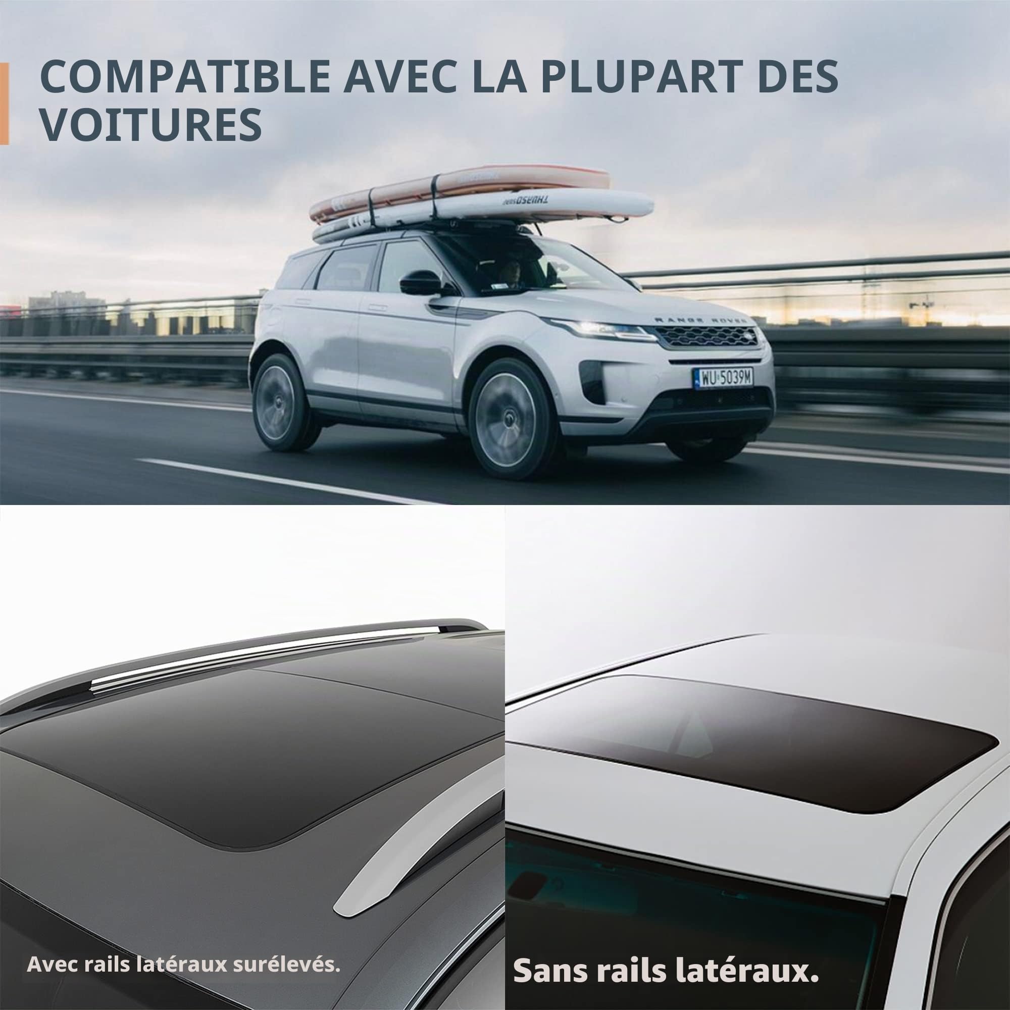 Thurso Surf Porte-Bagages de Toit Souple Universel pour Kayak, Ski, Snowboard, Sup Paddle Board - Solution de Transport Polyvalente et sécurisée avec Sac de Rangement Portable
