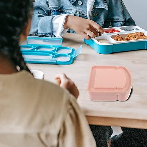 Miniatura 8 de Luxshiny Caja de sándwich en forma de tostada, 4 recipientes para sándwiches, soporte para almacenamiento de alimentos, pan con tapa, loncheras