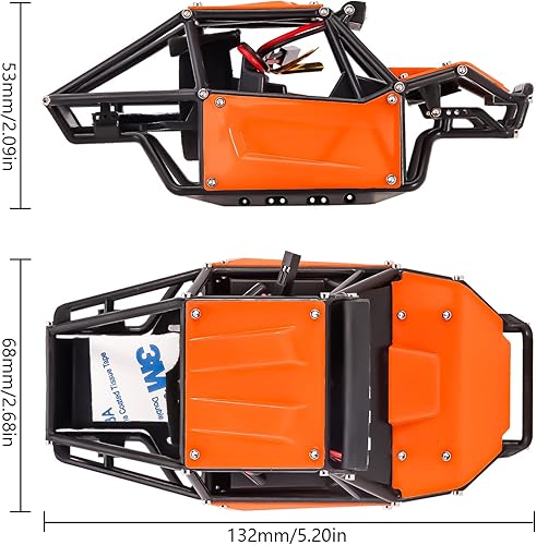 Miniatura 4 de INJORA Rock Buggy - Kit de chasis de nailon para SCX24 C10 JLU Bronco Axial 124 RC Crawler piezas de actualización de coche naranja