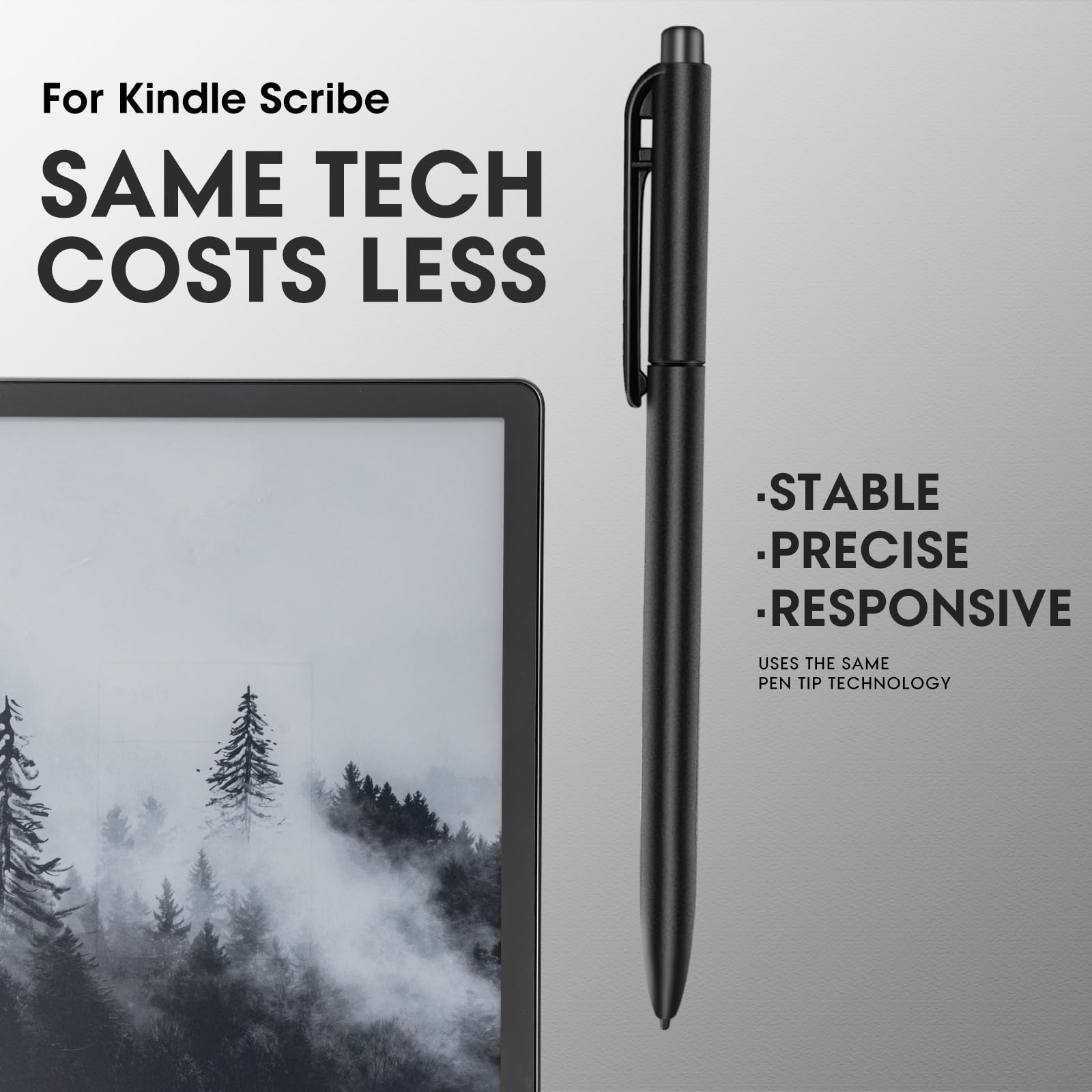 EMR - Lápiz capacitivo para Kindle Scribe Pen con borrador, repuesto para notable 2 bolígrafos con borrador, bolígrafo EMR para Kindle Scribe Stylus, sensibilidad a la presión 4096, rechazo de palma