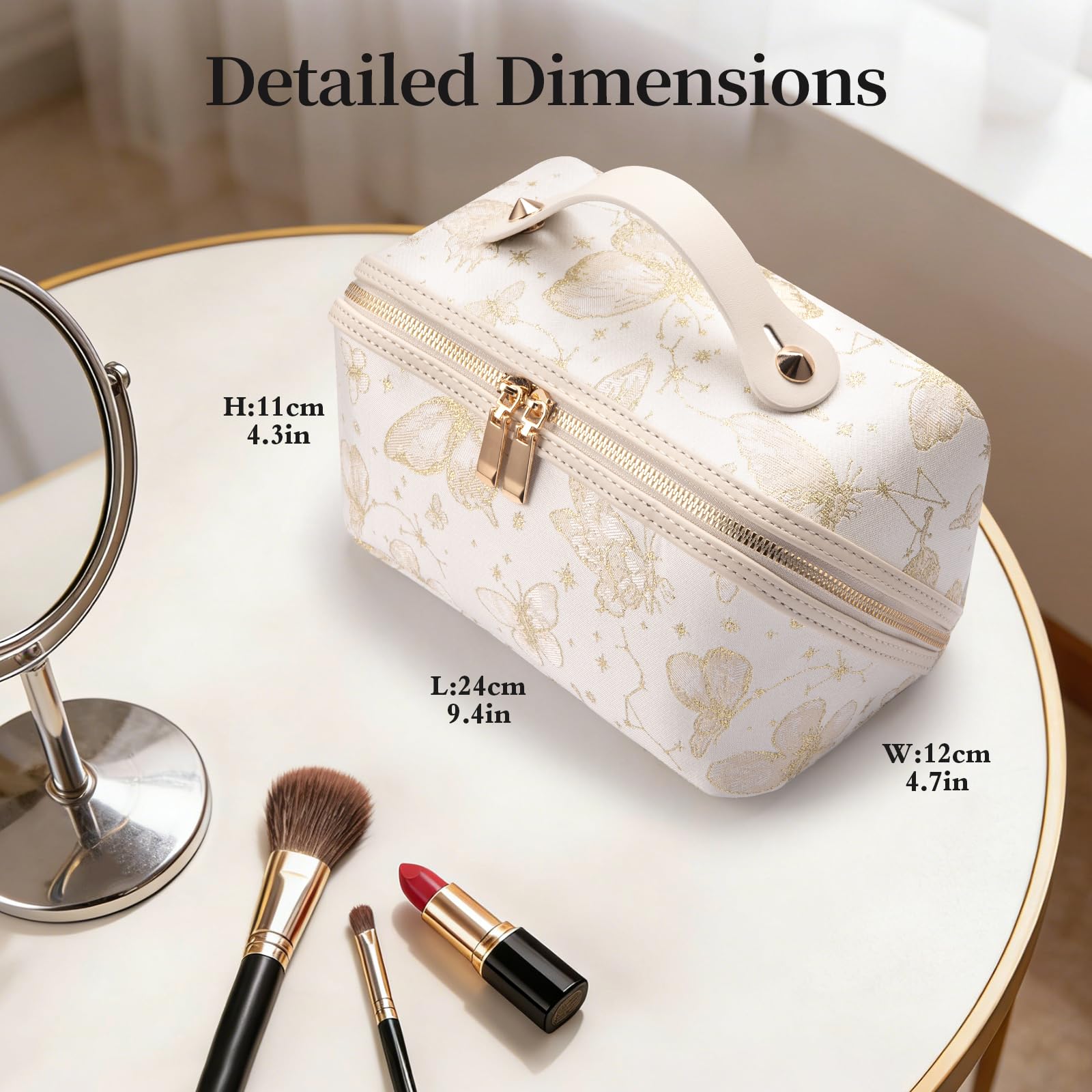 Abiudeng Bolsa de maquillaje de viaje de 2 piezas, bolsas de cosméticos de gran capacidad, bolsa de aseo para artículos esenciales de viaje, bolsa portátil impermeable, organizador de maquillaje plano