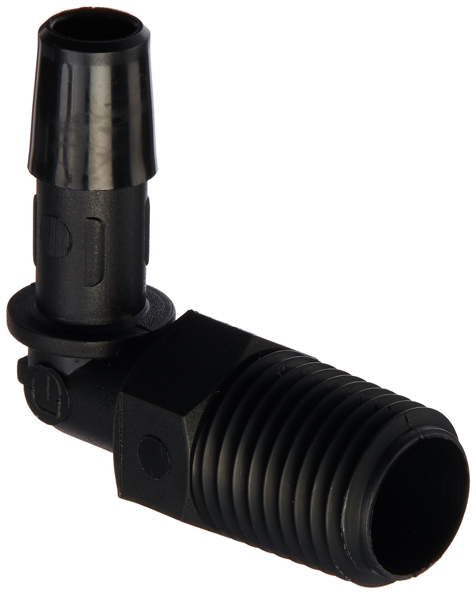 Eldon James L4-5BN Black Nylon Threaded Elbow, 1/4-18 NPT Thread to 5/16
