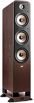 مكبر صوت برج Polk Signature Elite ES60 - معتمد عالي الدقة، مكبرات صوت Dolby Atmos ومتوافق مع DTSX، مكبر صوت عالي التردد مقاس 1 بوصة و3 مكبرات صوت مقاس 6.5 بوصة، تقنية منفذ الطاقة للحصول على صوت جهير سهل، خشب الجوز المعاصر