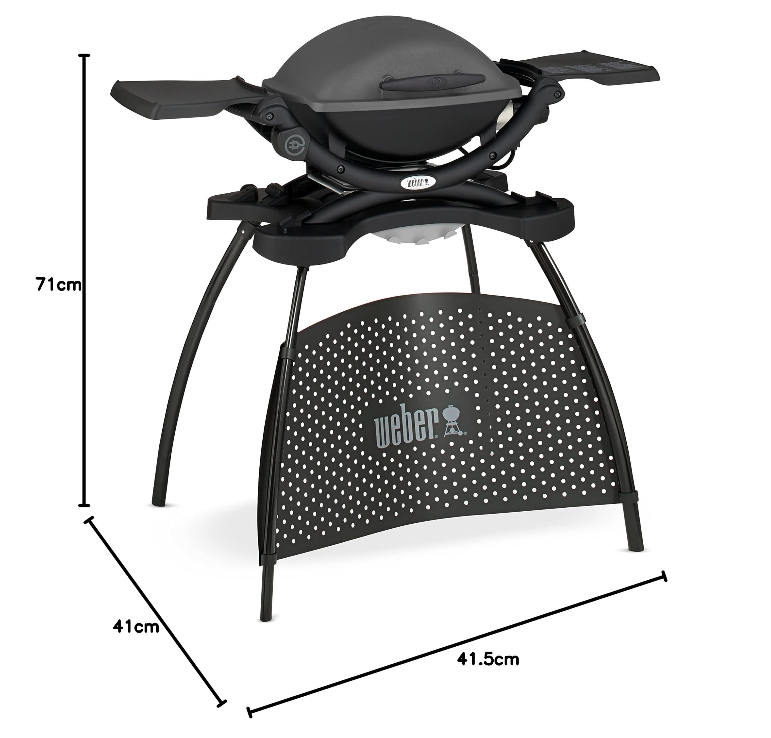 Weber Barbecue elettrico Q 1400 con supporto/bbq urbano portatile, griglia in ghisa smaltata con elemento riscaldante veloce, superficie 43x32 cm, vaschetta grasso estraibile e cavo da 1,8 m, nero