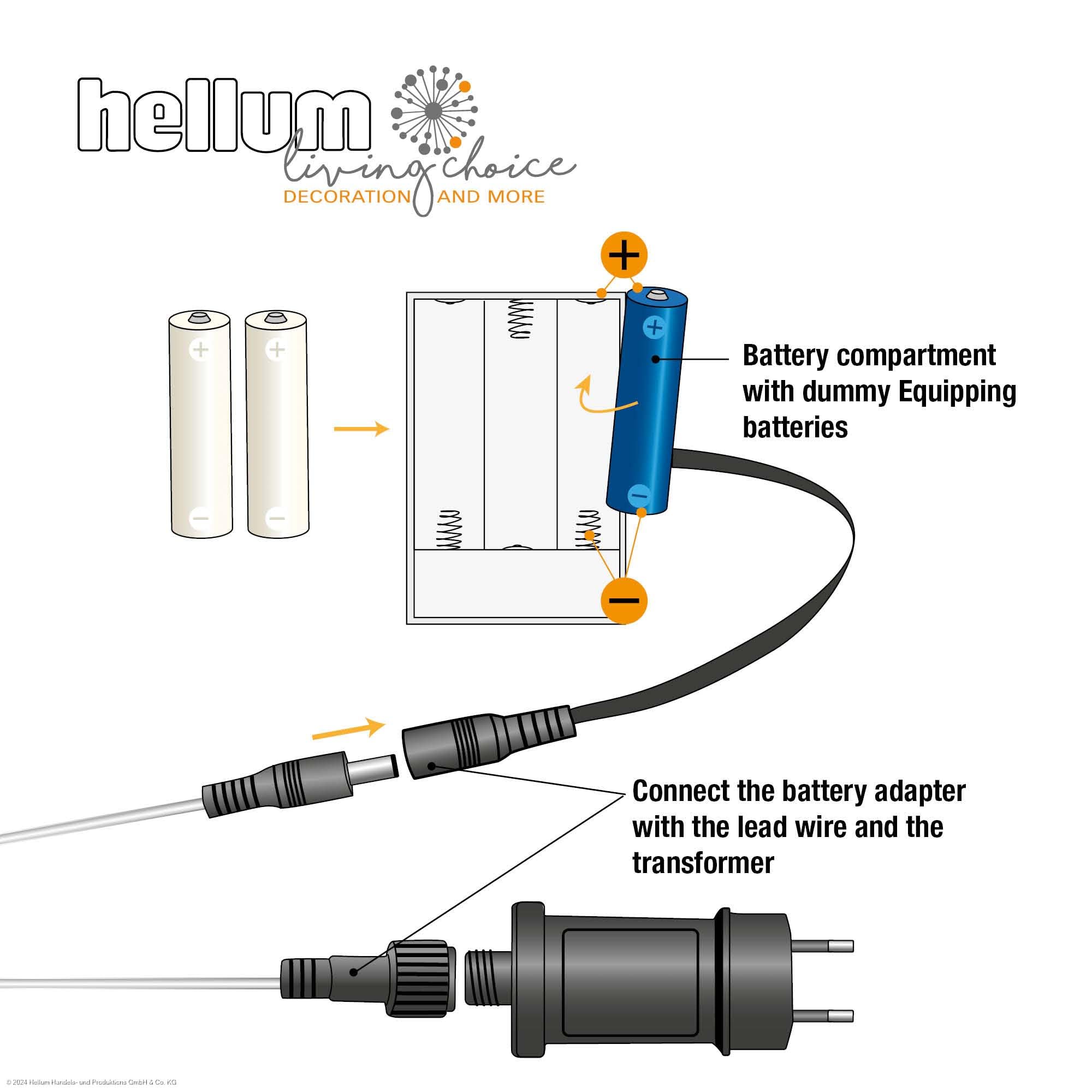 Hellum Adattatore per batterie 4,5V AA x3 finto cavo 1,8m alimentatore