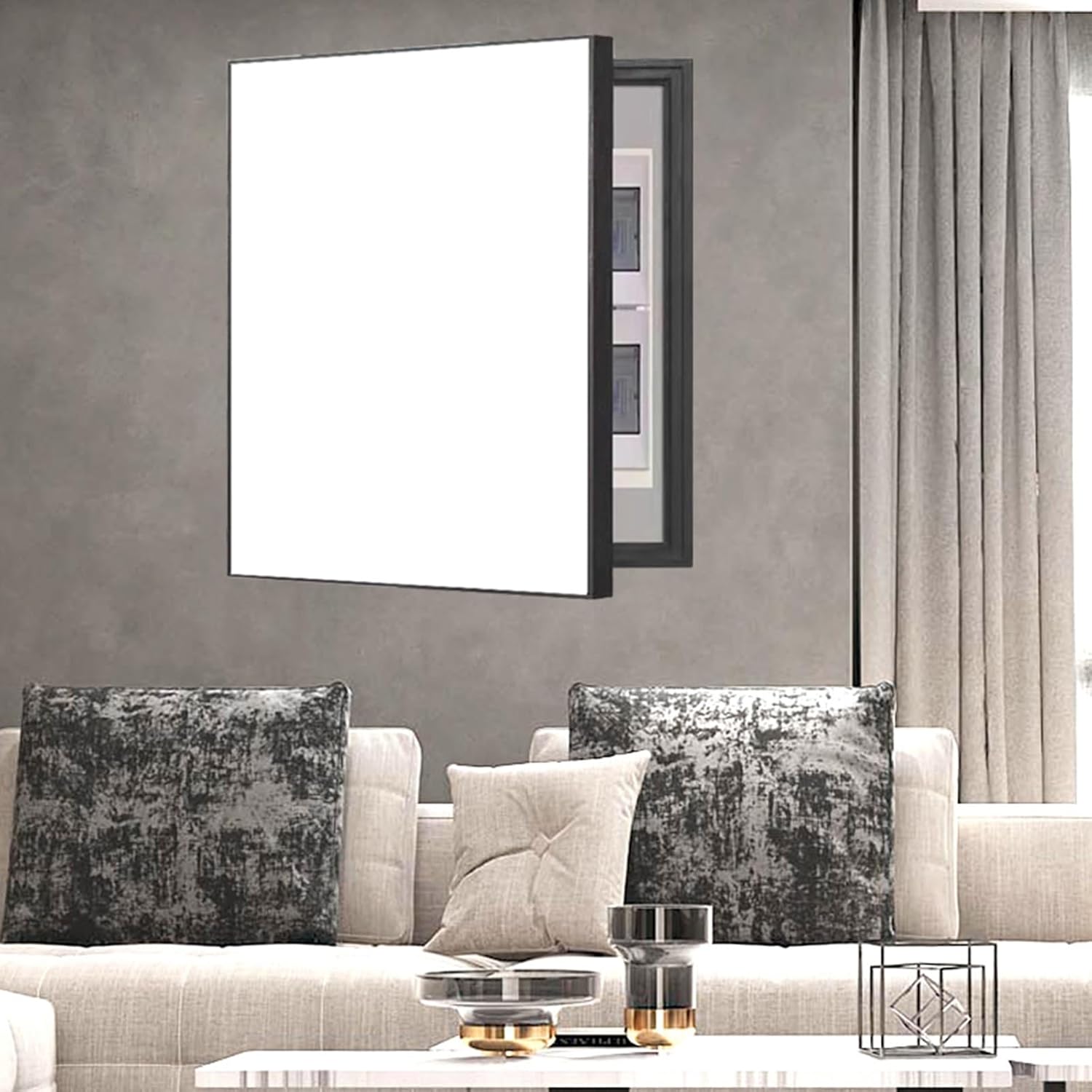 Decorative Fuse Box Cover Cabinet for Home, Circuit Breaker Panel Cover, Flip-Up Electric Meter Box, Solid White Screen, 60 x 70cm (23.6" x 27.6") - Stylish Wall Protection