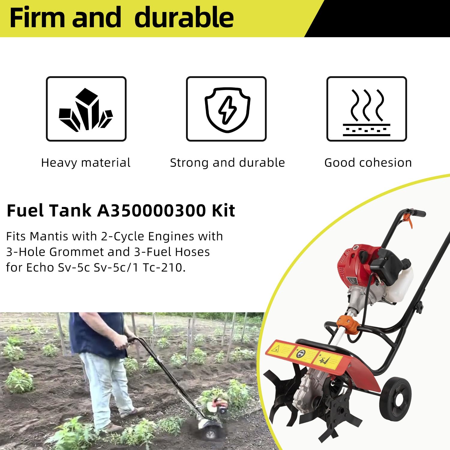 Kit réservoir de carburant A350000300 – Compatible avec les Mantis à moteurs 2 temps avec œillet à 3 trous et 3 tuyaux de carburant pour Echo Sv-5c Sv-5c/1 Tc-210