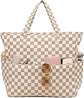 LEDAOU Extra Large Waterproof Sandproof Beach Tote Bag for Women - Zipper, Wet Pocket, Gym Pool Travel Grocery