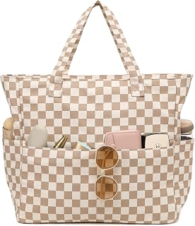 LEDAOU Extra Large Waterproof Sandproof Beach Tote Bag for Women - Zipper, Wet Pocket, Gym Pool Travel Grocery