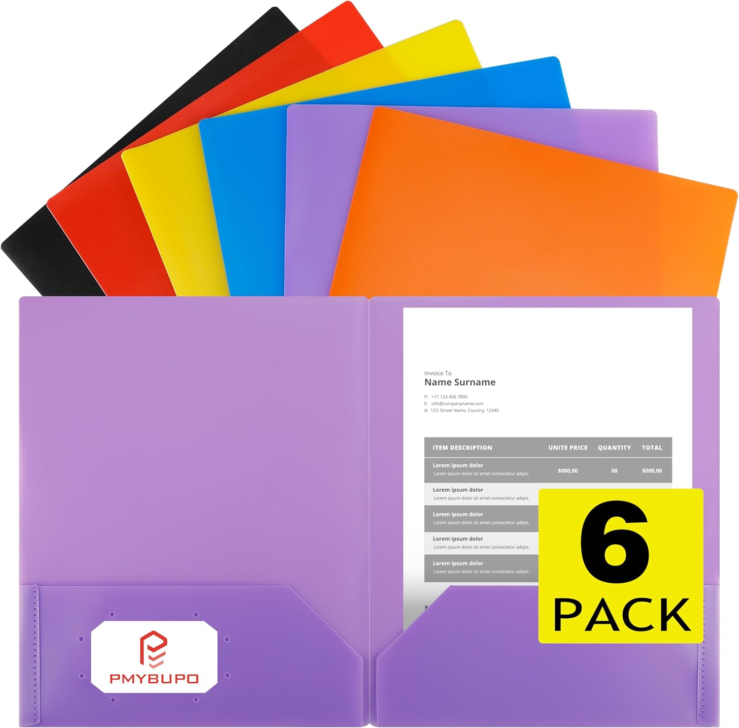 pmybupo Plastic Folders with Pockets (Orange 25 Pack),2 Pocket Poly Folders for School,Home or Office,Durable Acid-Free Poly