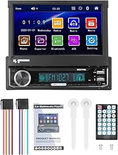 Estéreo de carro din único de 7 polegadas com tela sensível ao toque telescópica automática Rádio FM BT MP5 Player Suporte TF/UBS/AUX-IN Ligação de telefone Chamada mãos-livres Imagem reversa Controle de volante