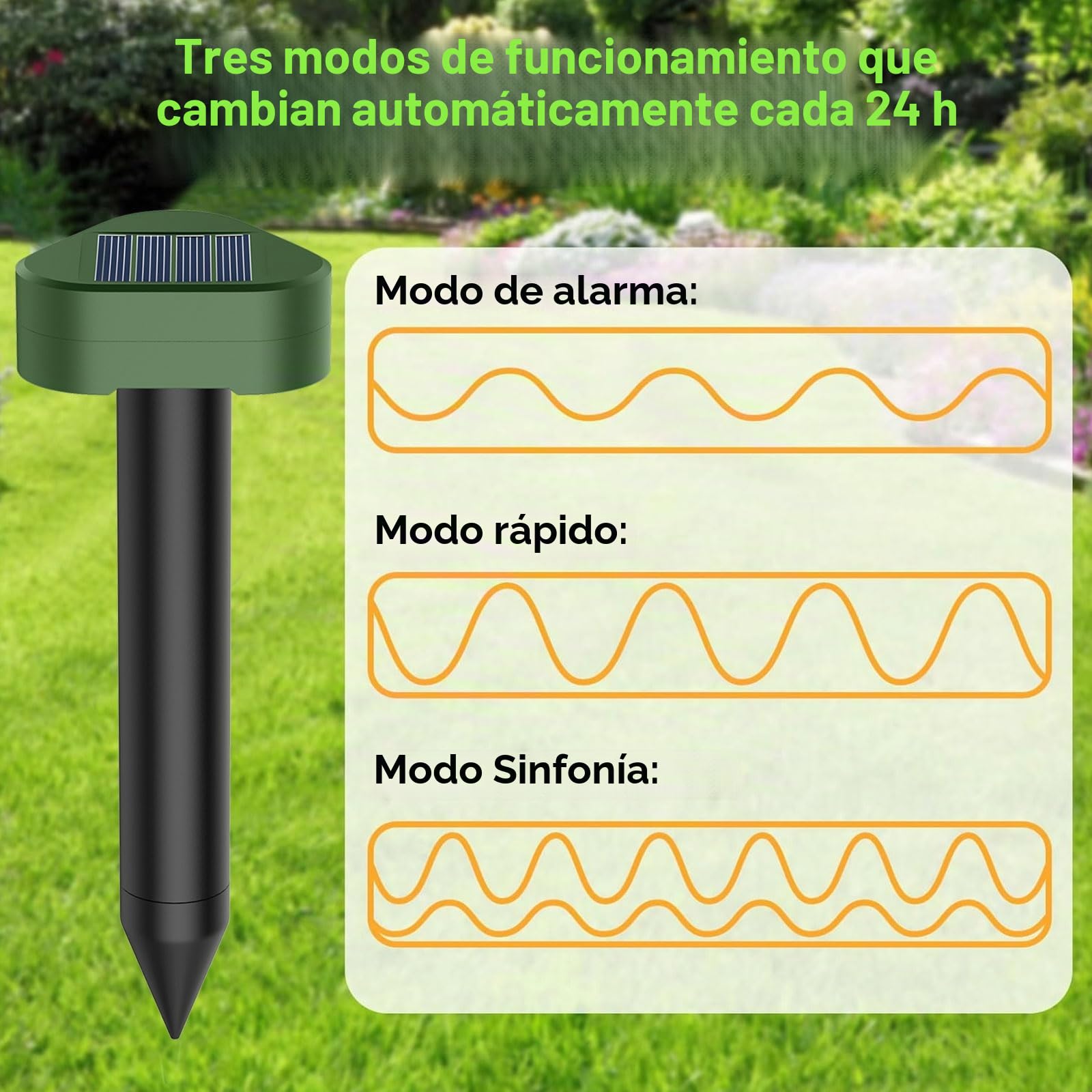 Solar Ultrasónico Ahuyentador de Topos 8 Piezas, Impermeable Repelente para Ratas Ultrasónico Solar Se Utiliza para Repeler Topos, Topillos, Serpientes y Lagartos Protege el Césped y Los Jardines