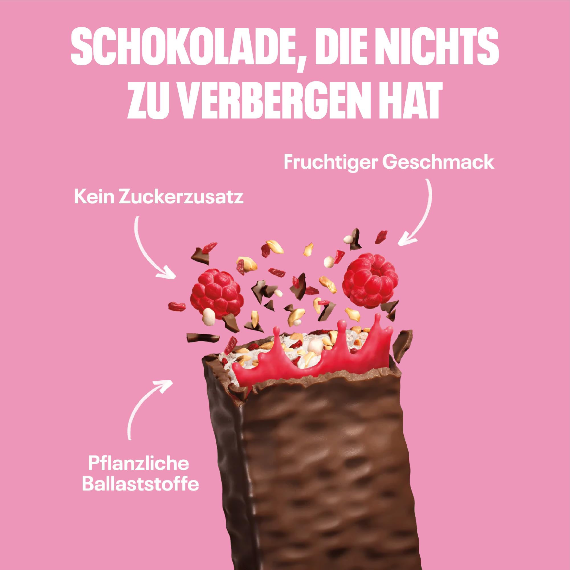 NEOH Low Carb Keto Batonik Malina Czekolada - 1 g Cukier / 114 kcal / 6 g Białko - Bez dodatku cukru - 30 g (Opakowanie 12 sztuk) - Raspberry