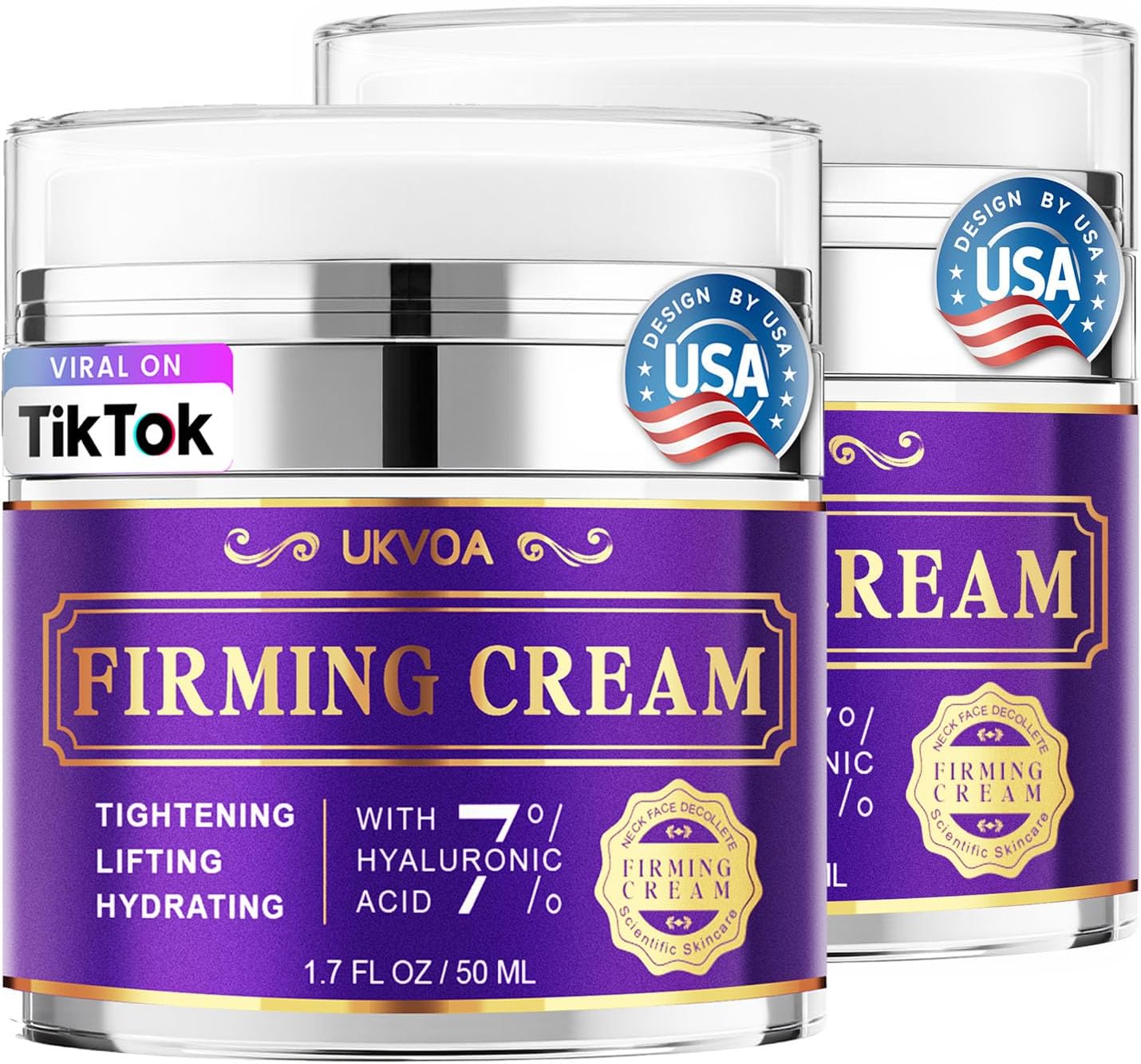 UKVOA Retinol Neck & Face Wrinkle Cream for Women, Neck Cream for Tightening and Firming, Anti Aging Skin Care with Collagen & Hyaluronic Acid, Instant Face Lift Cream 2-Pack