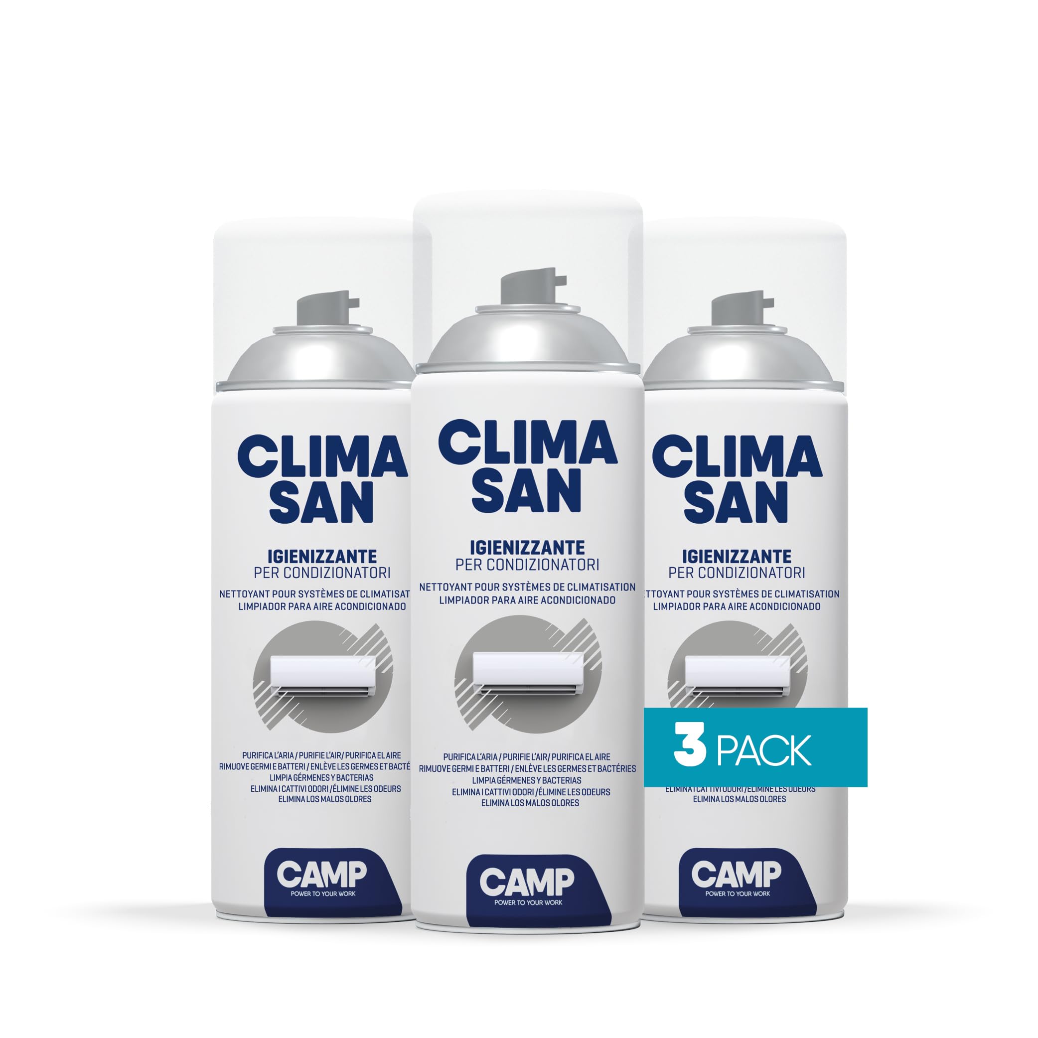 Camp Climasan Klimaanlagen-Behandlung für Haus und Auto, auf Alkoholbasis, reinigt die Luft und beseitigt schlechte Gerüche, 3 x 400 ml